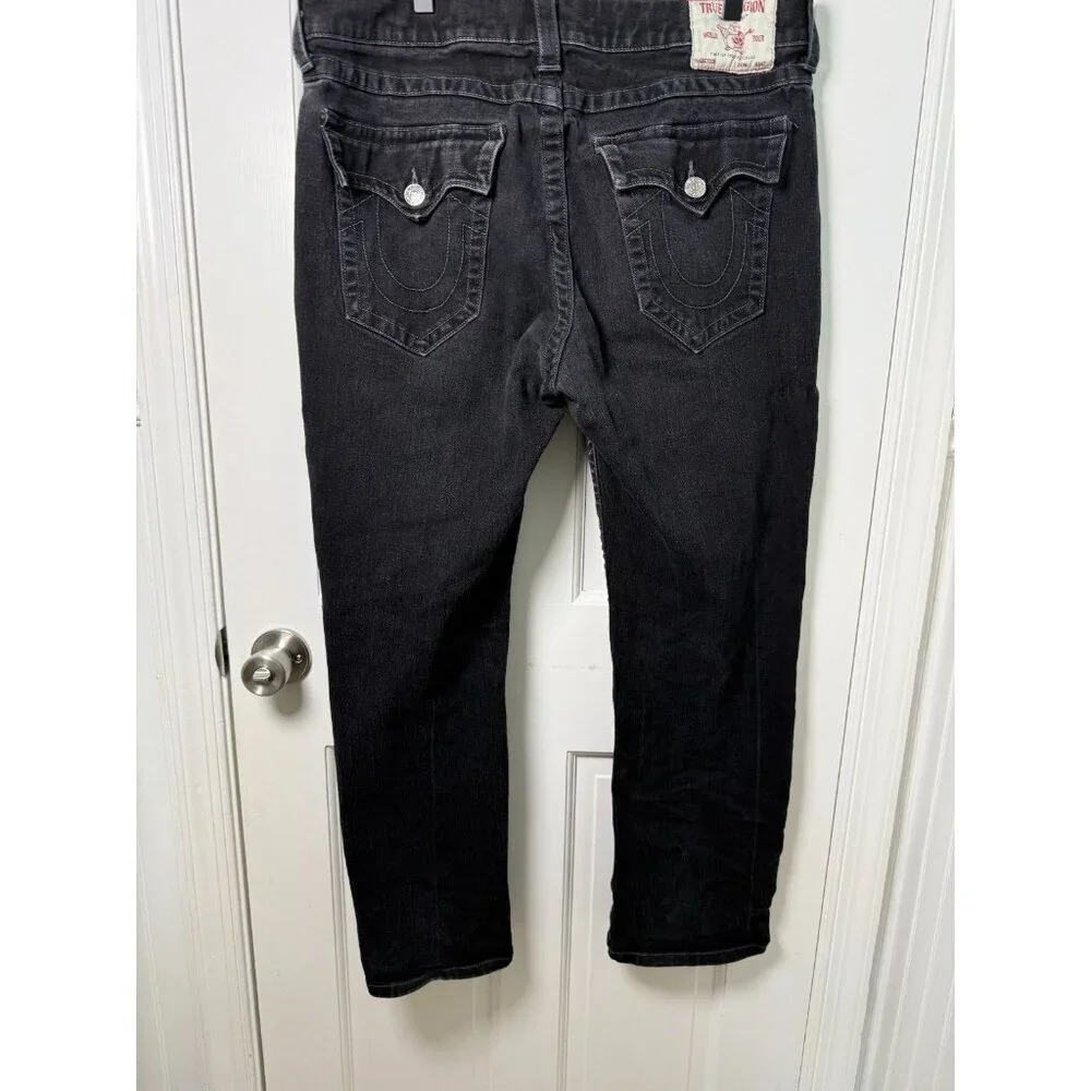 True Religion Men's Ricky Relaxed Straight Jeans Black Demin Size 36W x 29.5L